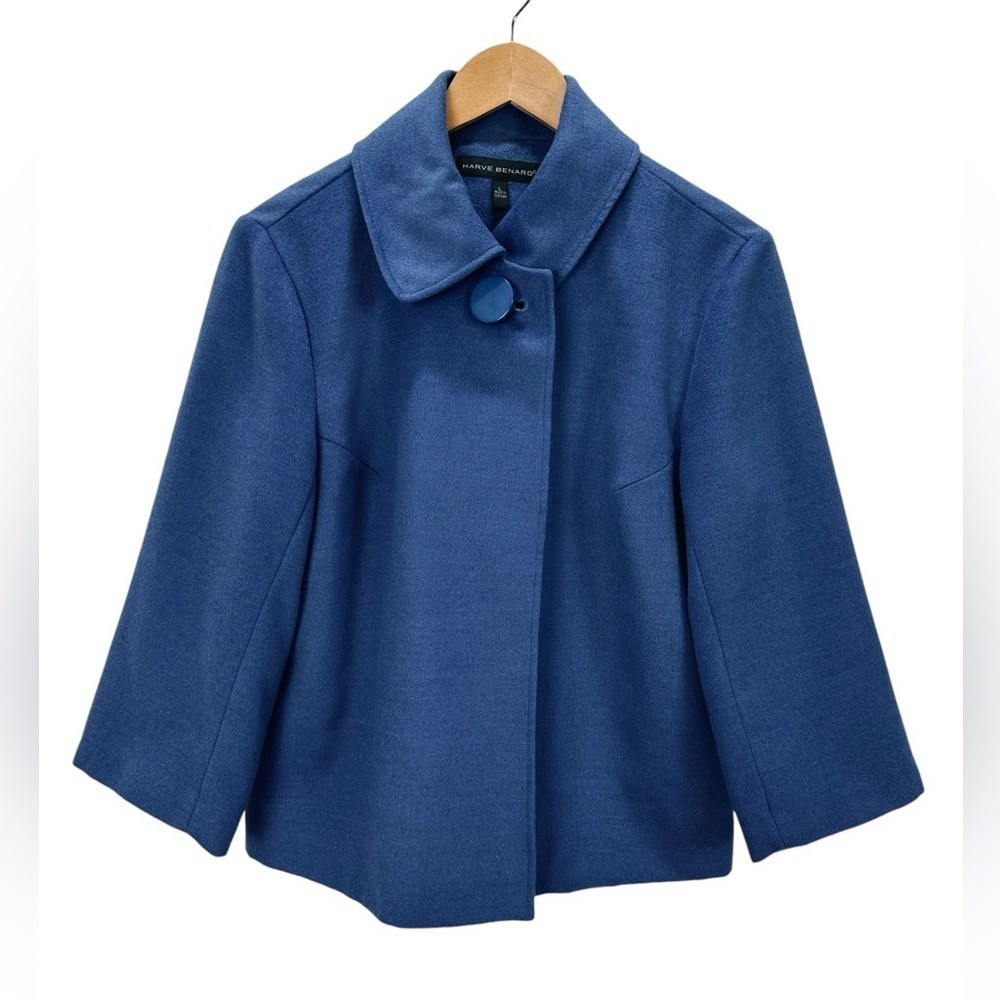 Harve Benard Cropped Single Button Jacket Cobalt Blue